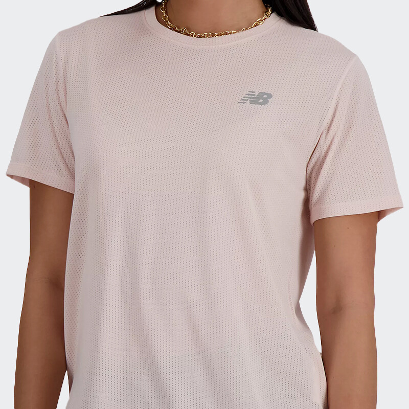 Remera New Balance Athletics Sleeve Quartz Pink Heather