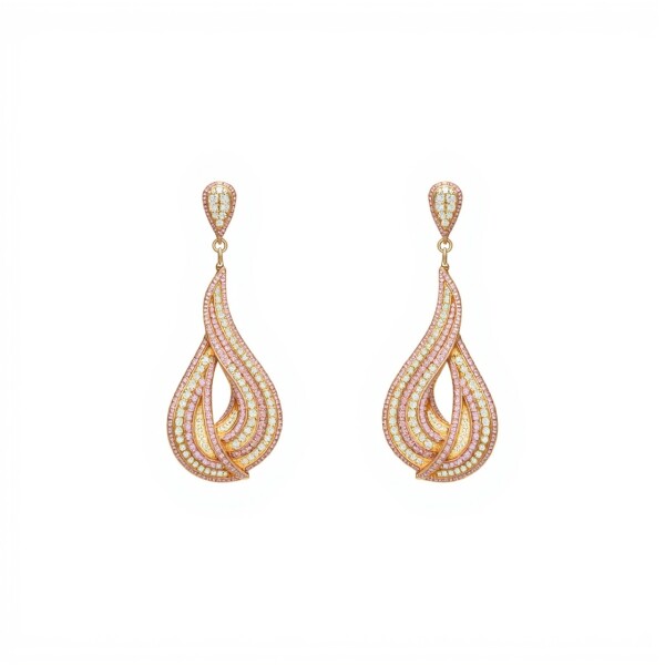 Caravanas gota irregular colores - Plata 925 rodinada con una micra de oro rosa - zirconia - CA8464 conpiedra