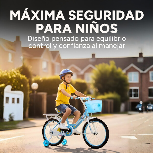 Bicicleta infantil Shengdi Rodado 18 Canasto Parrilla Hadas Color Celeste