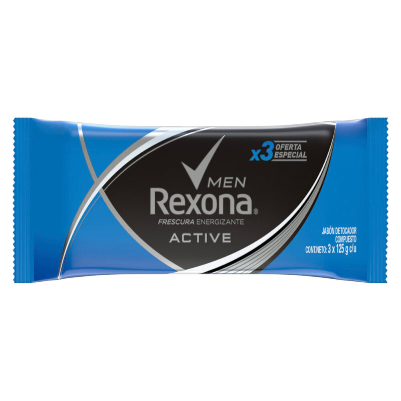 Jabón Rexona Active Men X3 125 GR Jabón Rexona Active Men X3 125 GR