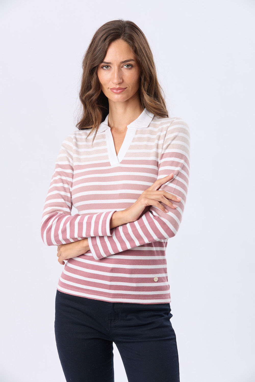 REMERA POLO RAYADA Blanco