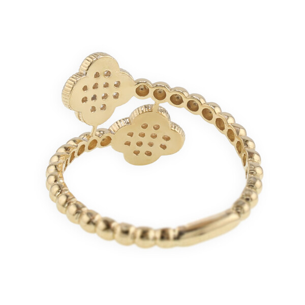 Anillo Trébol Dúo en Oro 18k con circonias Anillo Trébol Dúo en Oro 18k con circonias