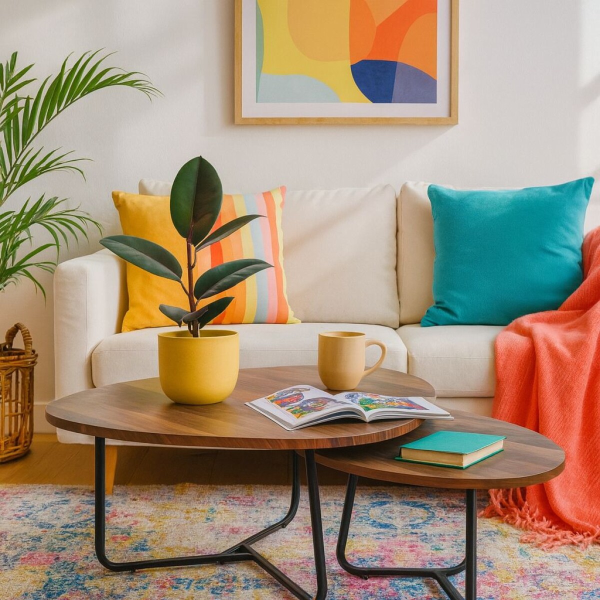 Mesas de Centro Irregulares Set x2 de Madera y Metal 