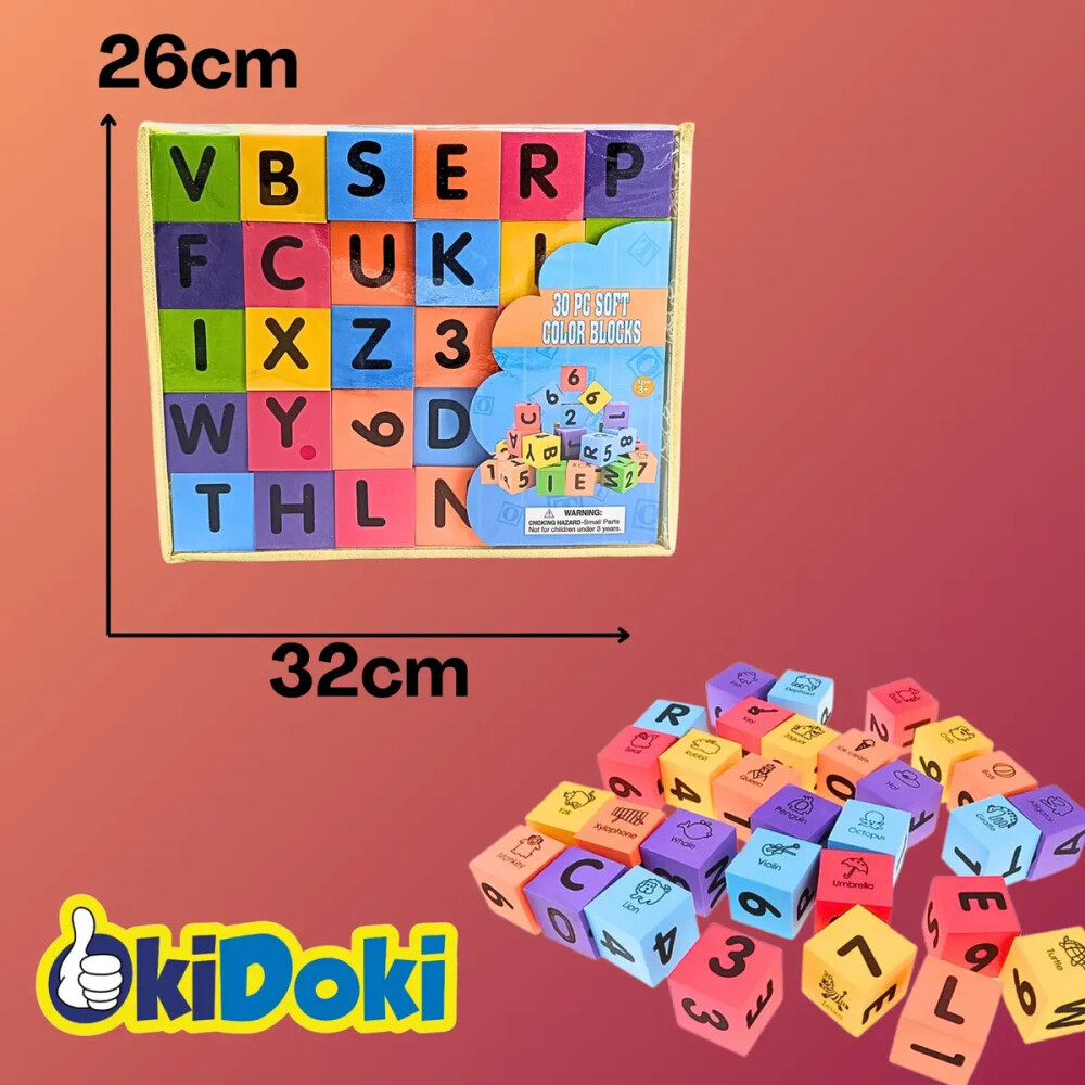 Set de bloques de goma eva con letras, números y animalitos Set de bloques de goma eva con letras, números y animalitos