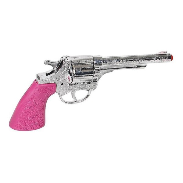 Set Revolver Funda Placa Esposas Cowgirl Gonher Juguete Rosa Variante Color Plateado