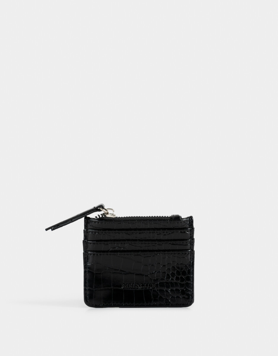 Tarjetero De Cuerina Negro 