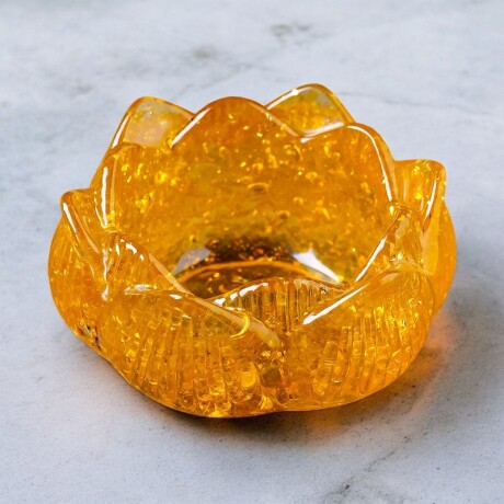 Portavela Flor De Loto En Piedra Amarilla
