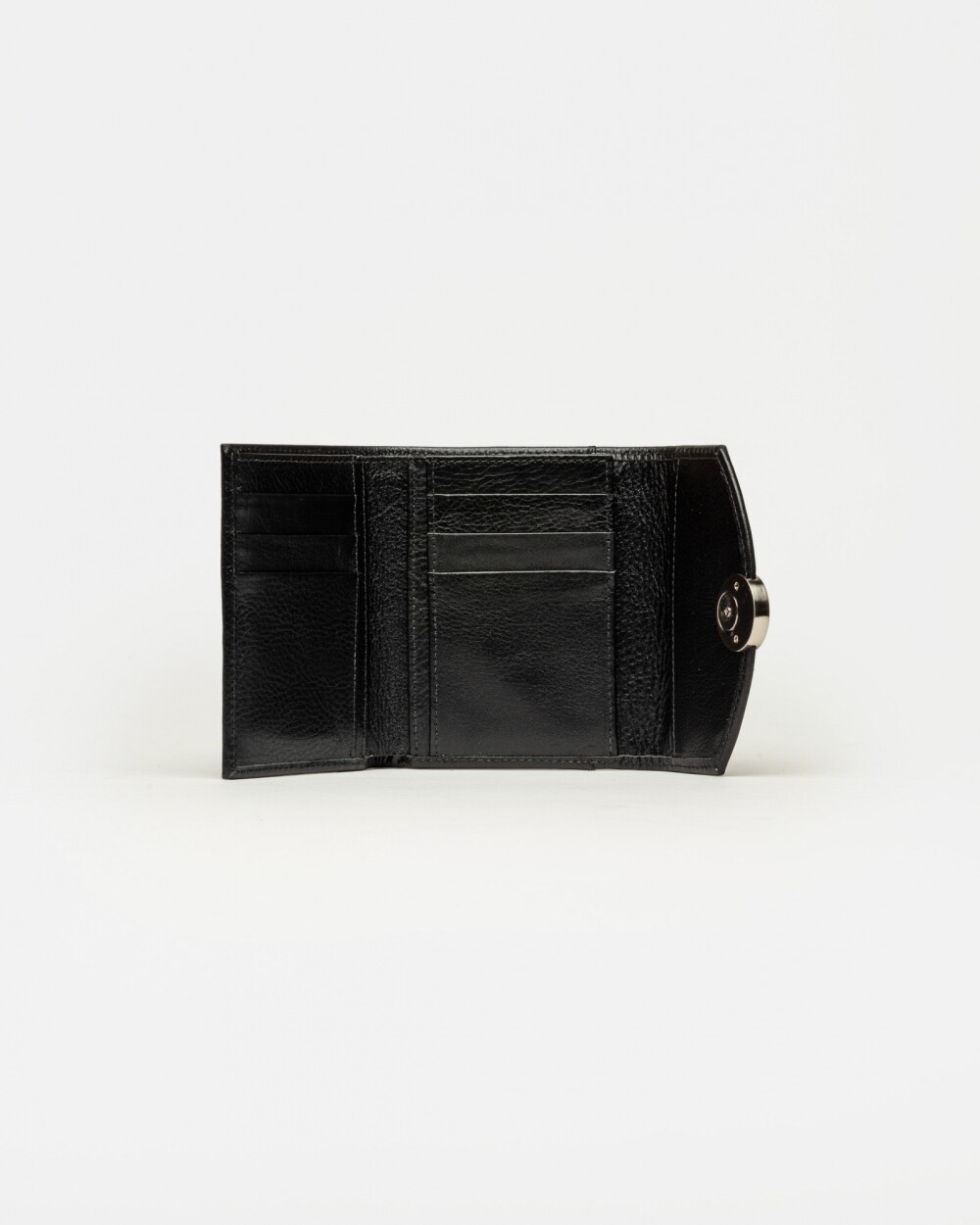 Billetera The Circle en cuero liso Negro