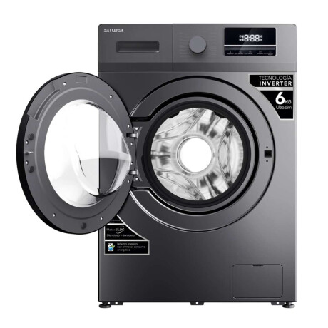 Lavarropas Automático Carga Frontal AIWA 6KG Inverter Gris | AWLT06SG