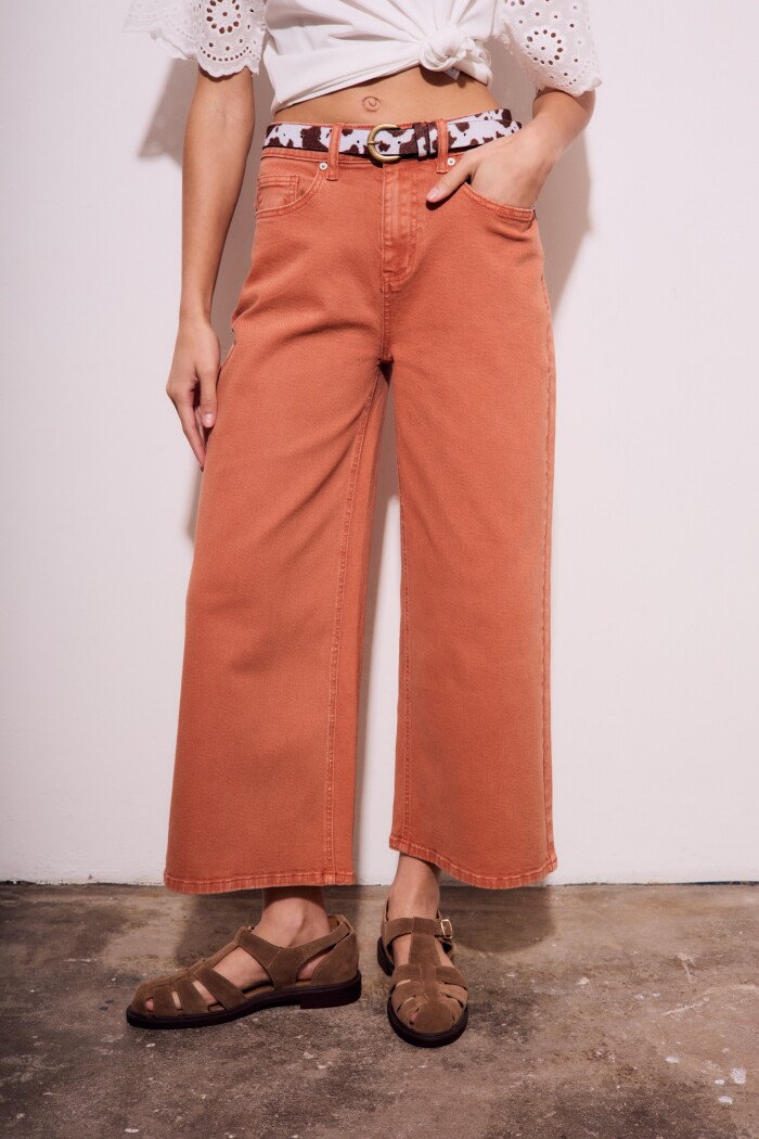 Jean Wide Lavado Ocre