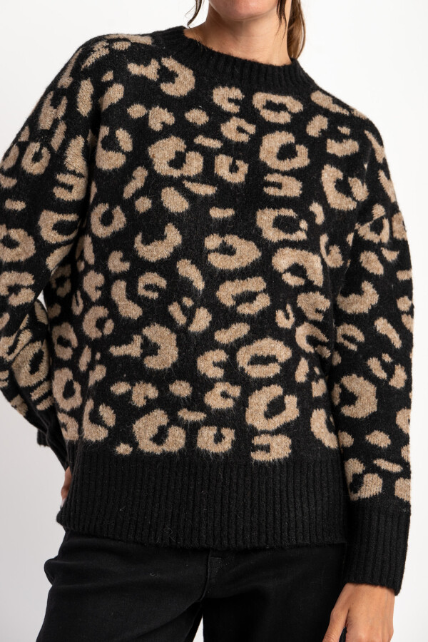 Sweater Animal Print Negro