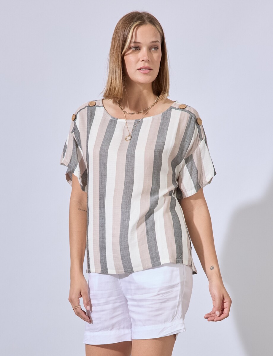 Blusa Botones - Multi/gris 