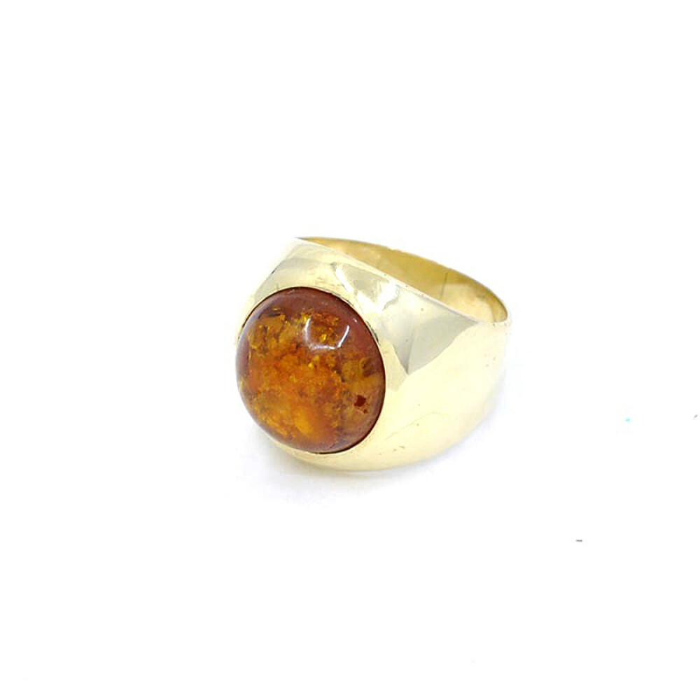 Anillo En Oro 18K Y Ambar Cabullon Anillo En Oro 18K Y Ambar Cabullon