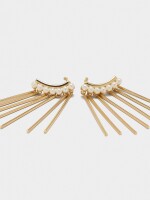 Pendientes Ear Jacket Con Perlas Y Barras blanco