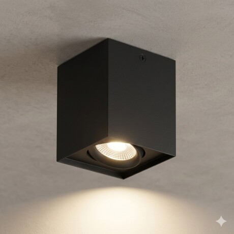 Aplique spot led DIMERIZABLE 10w CUBO de techo 3000K NEGRO