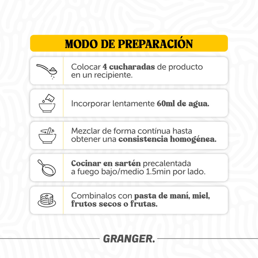 Pancakes Proteicos Granger | Premezcla Alta en Proteínas | 400 g | Chocolate Pancakes Proteicos Granger | Premezcla Alta en Proteínas | 400 g | Chocolate