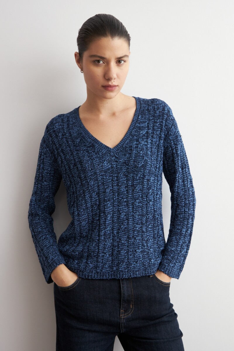 Sweater cinta estructuras azul marino