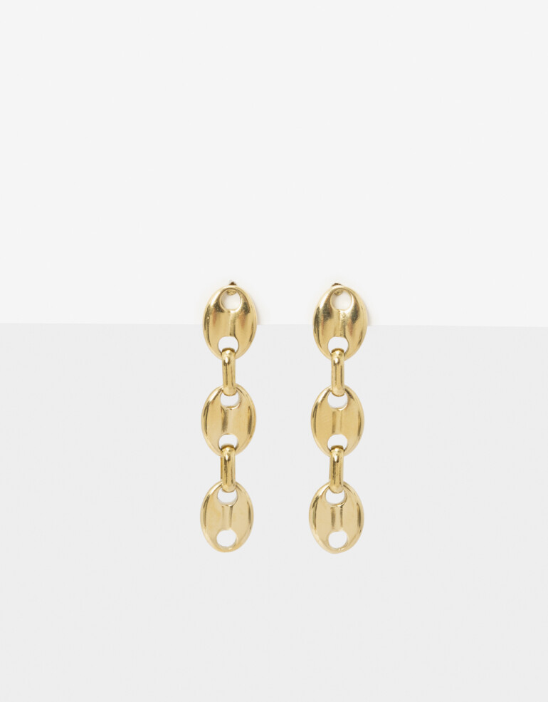 Aros Colgantes Largos Metal Aros Colgantes De Acero - Dorado
