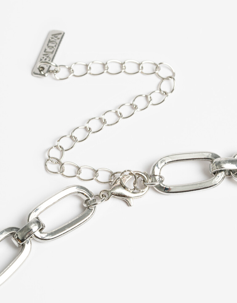 Collares Cortos Metal Collar Corto Metal Eslabones Plateado - Plateado Rodio