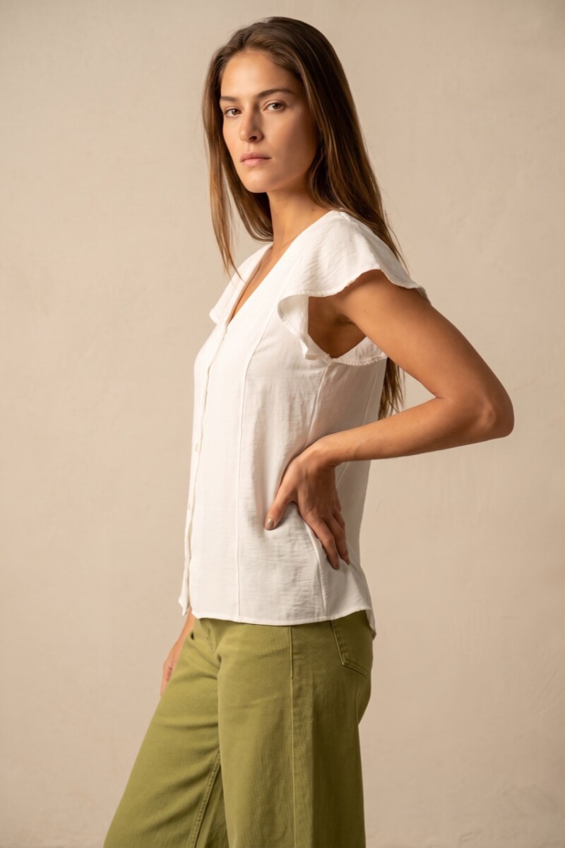 Blusa Escote V Nacar