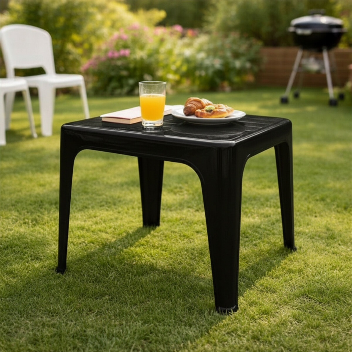 Mesa auxiliar cuadrada de jardín - NEGRO 