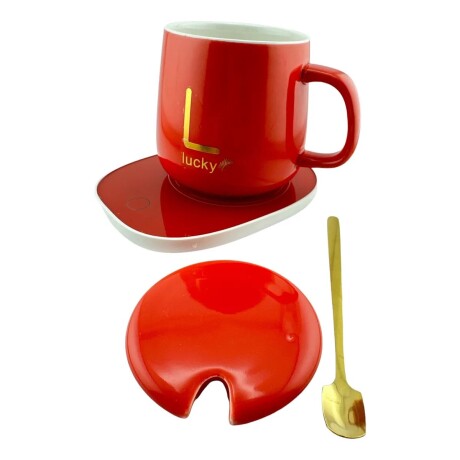 Taza de Cerámica con Base Calentadora ROJO
