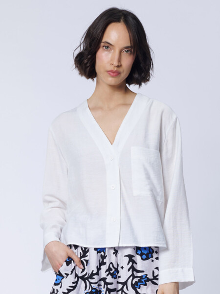 Camisa cuello v Blanca