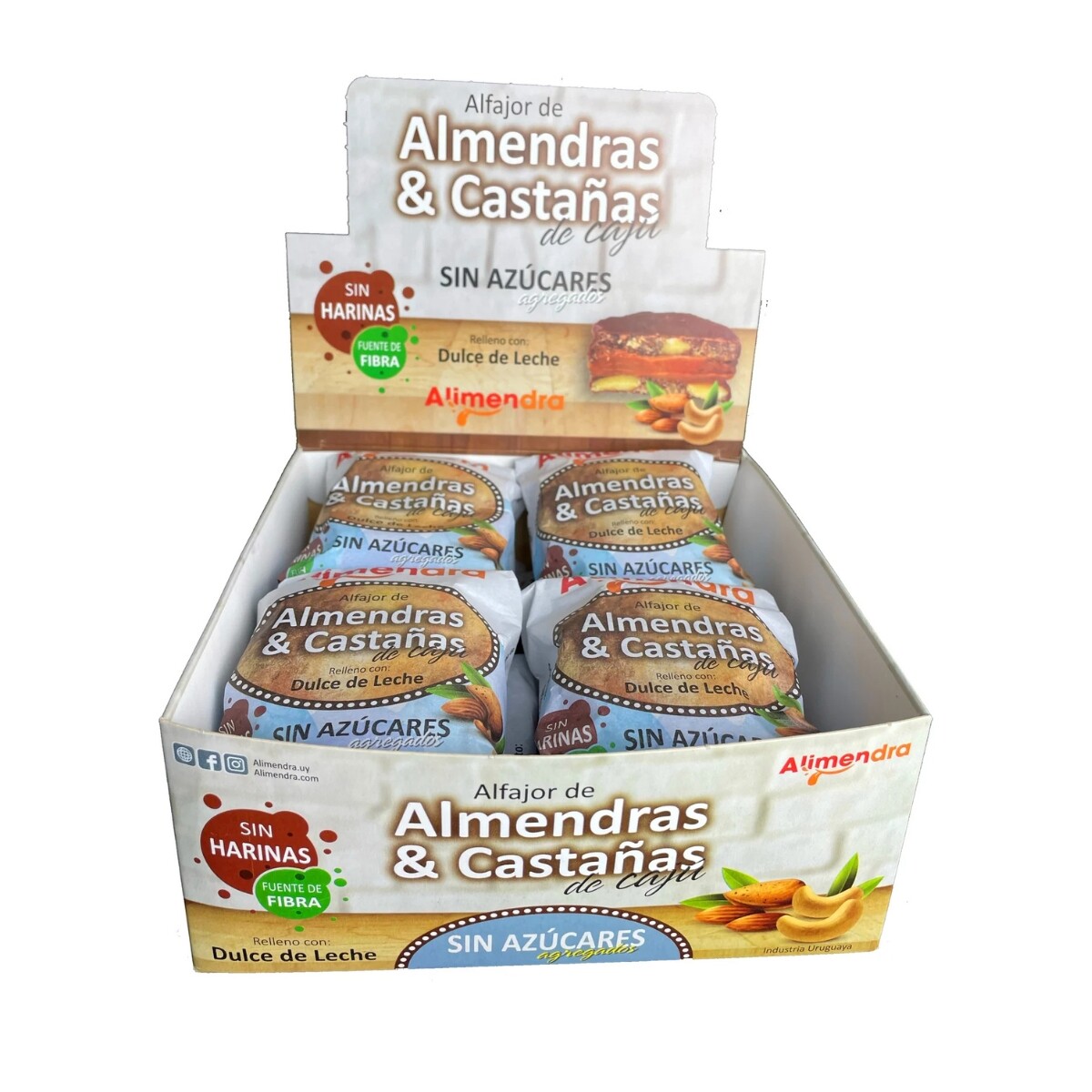 Caja 8 Alfajores Alimendra sin Azúcar Almendras Castañas 