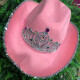 Gorro Cowboy con Corona y Lentejuela Rosa