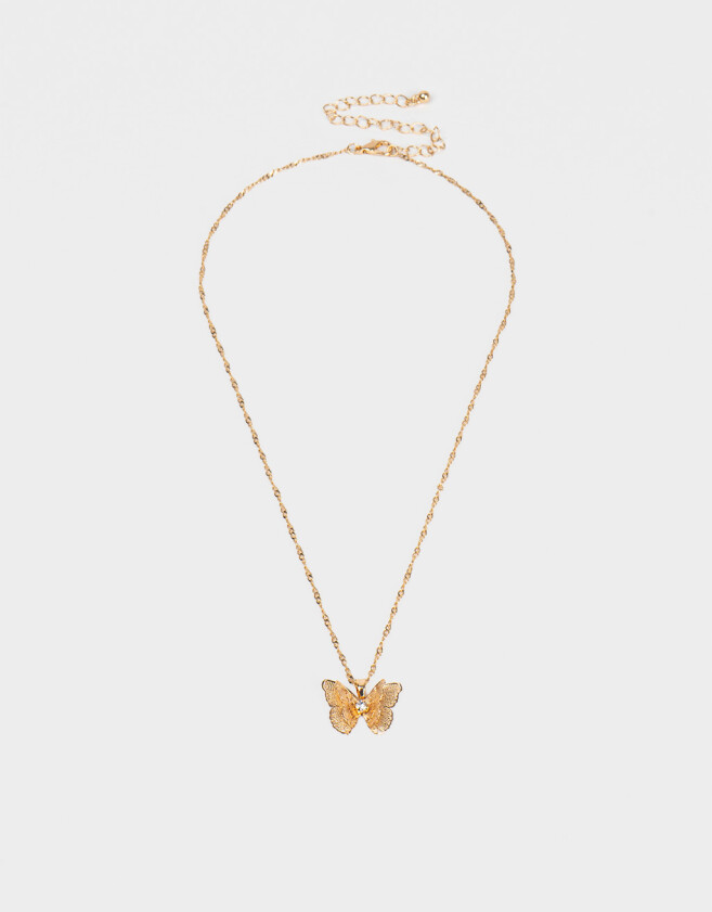 Cadena Corta con Dije Mariposas Cadena Con Dije De Mariposa - Dorado