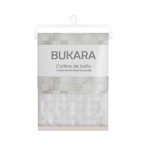 Cortina Baño con Transparencia Bukara con Argollas 180 x 180 cm ROSA