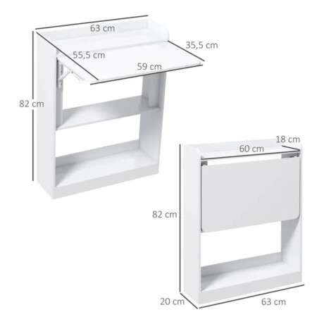 Escritorio plegable con estantes blanco Negro