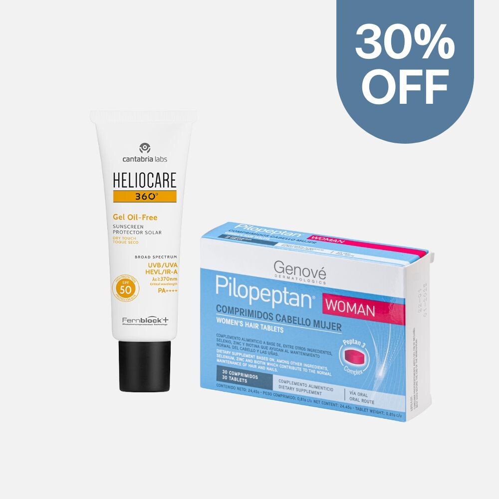 Heliocare Gel Oil-Free + Pilopeptan Woman Comprimidos Heliocare Gel Oil-Free + Pilopeptan Woman Comprimidos