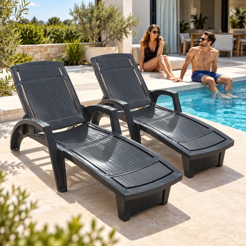 Reposera sole Set X2 para jardin con posiciones GRIS