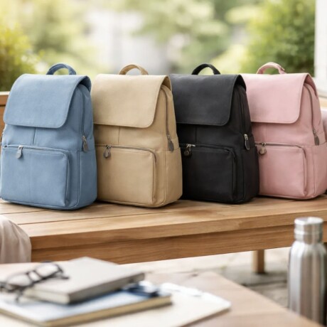 Mochila Canva Con Tapa Y Doble Cierre de cuero sintético Rosa