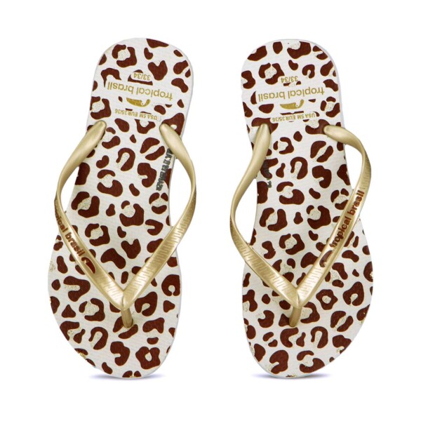 Tropical Brasil Ojota Slim Fashion Premium De Mujer - Dorado/blanco Dorado-blanco