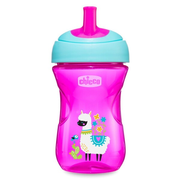 Vaso antiderrame 12 m + CHICCO rosa llama