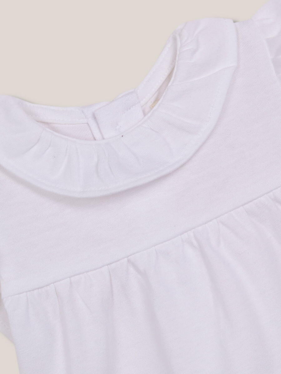 Camiseta Con Cuello Volante Blanco
