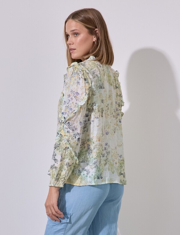 Blusa Lazo Gasa Print VERDE/MULTI