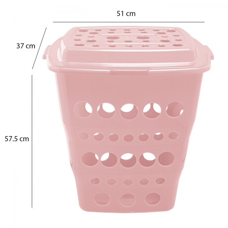 Cesto Canasto Ropa Calado Plástico con Tapa Paramount 55Lt Rosa