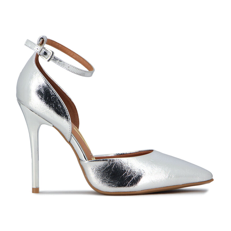 Vizzano Zapato Clasico Con Pulsera Dama Metalizado Punta Fina Taco Alto Lxv Plata