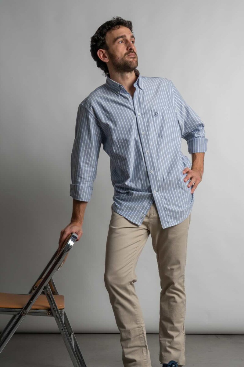 Camisa Oxford Rayada Brixton Butcher Azul