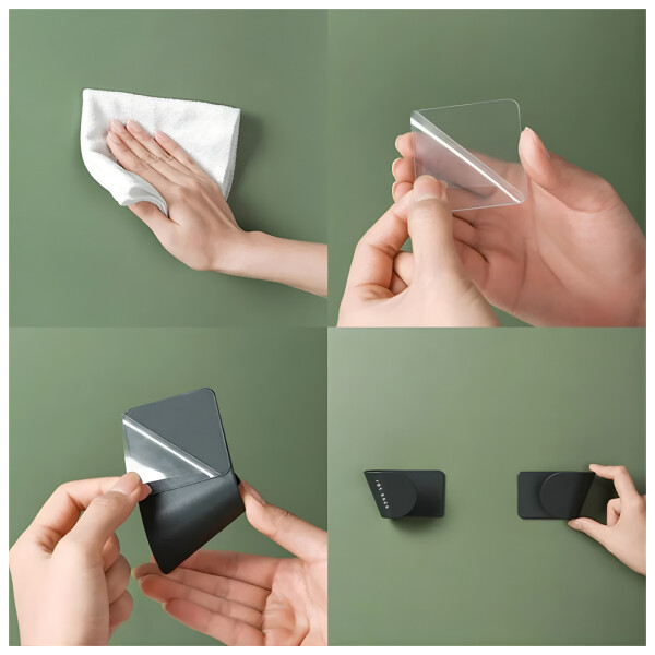 Soporte Organizador Para 2 Tapas de Olla Adhesivo Pared Color Verde