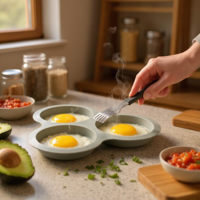 Molde Silicona para huevos para freidora de aire y hornos Sin Color