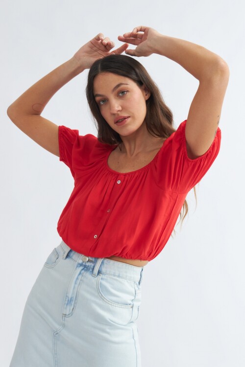 Blusa off shoulder crop top ROJO