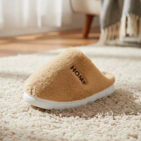 Pantufla De Felpa Peluche sintético Antideslizante Unisex Beige
