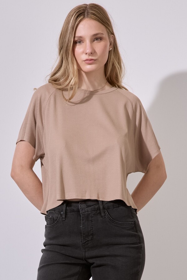 Remera Crop Rib KHAKI