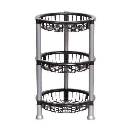 Estante Organizador Cocina Cesto Redondo 3 Niveles Plástico Negro