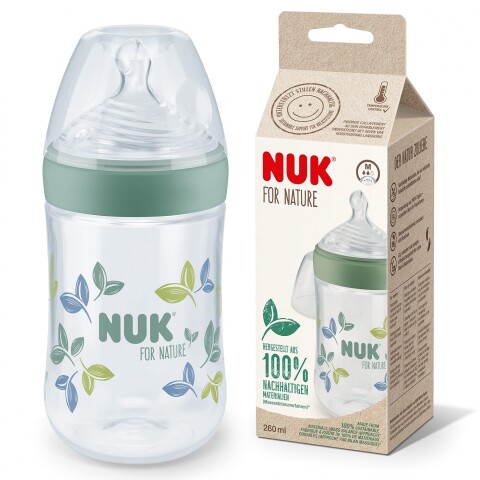 Nuk for nature Mamadera 260 ml silicona talle M Verde