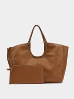 Bolso Shopper Liso Con Bolsa camel